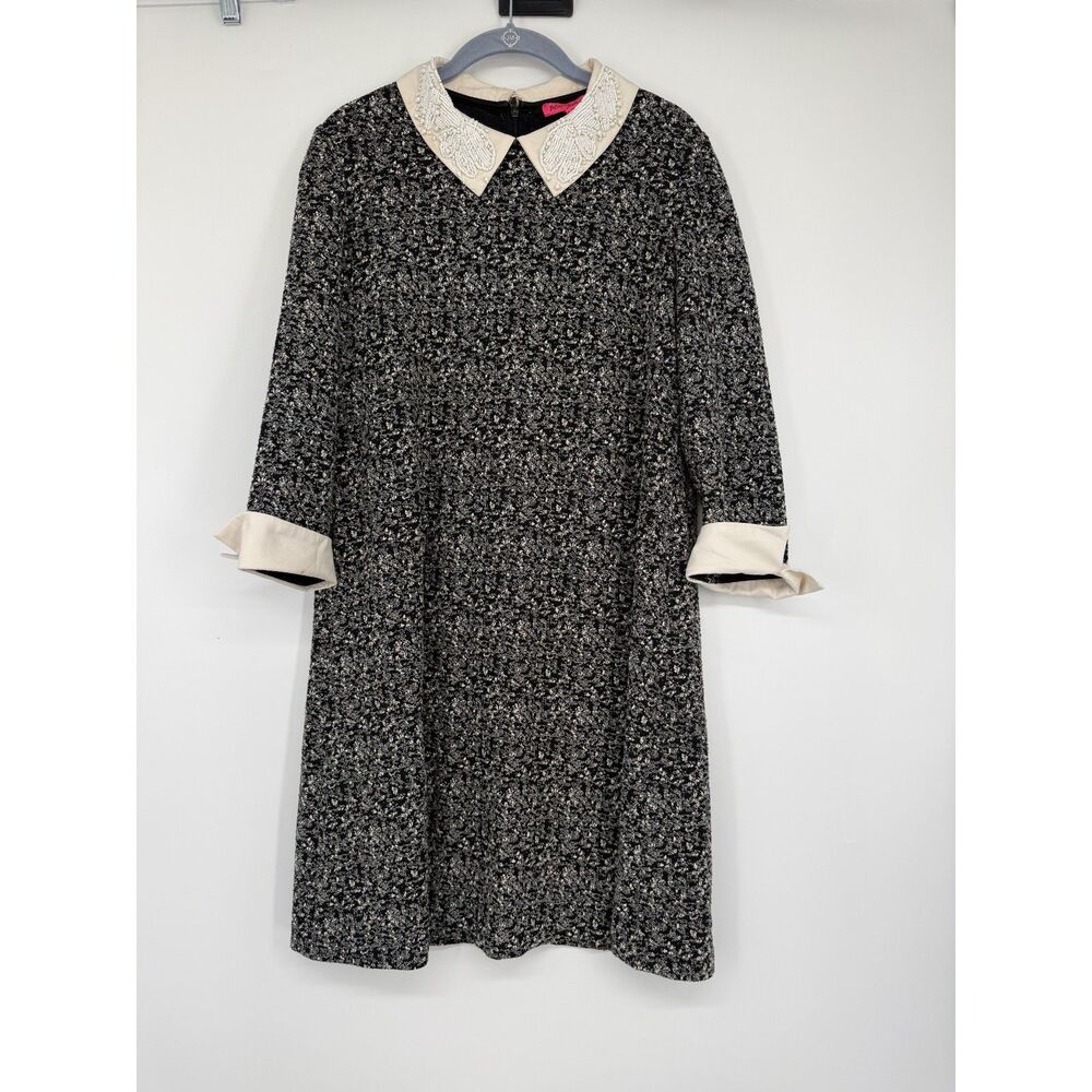 Betsey Johnson Long Sleeve Tweed Shift Dress Size 12